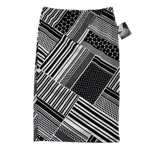 Jemma Geo‎ Print Skirt Womens Small Straight Pull On Knit Black White NWT Midi
